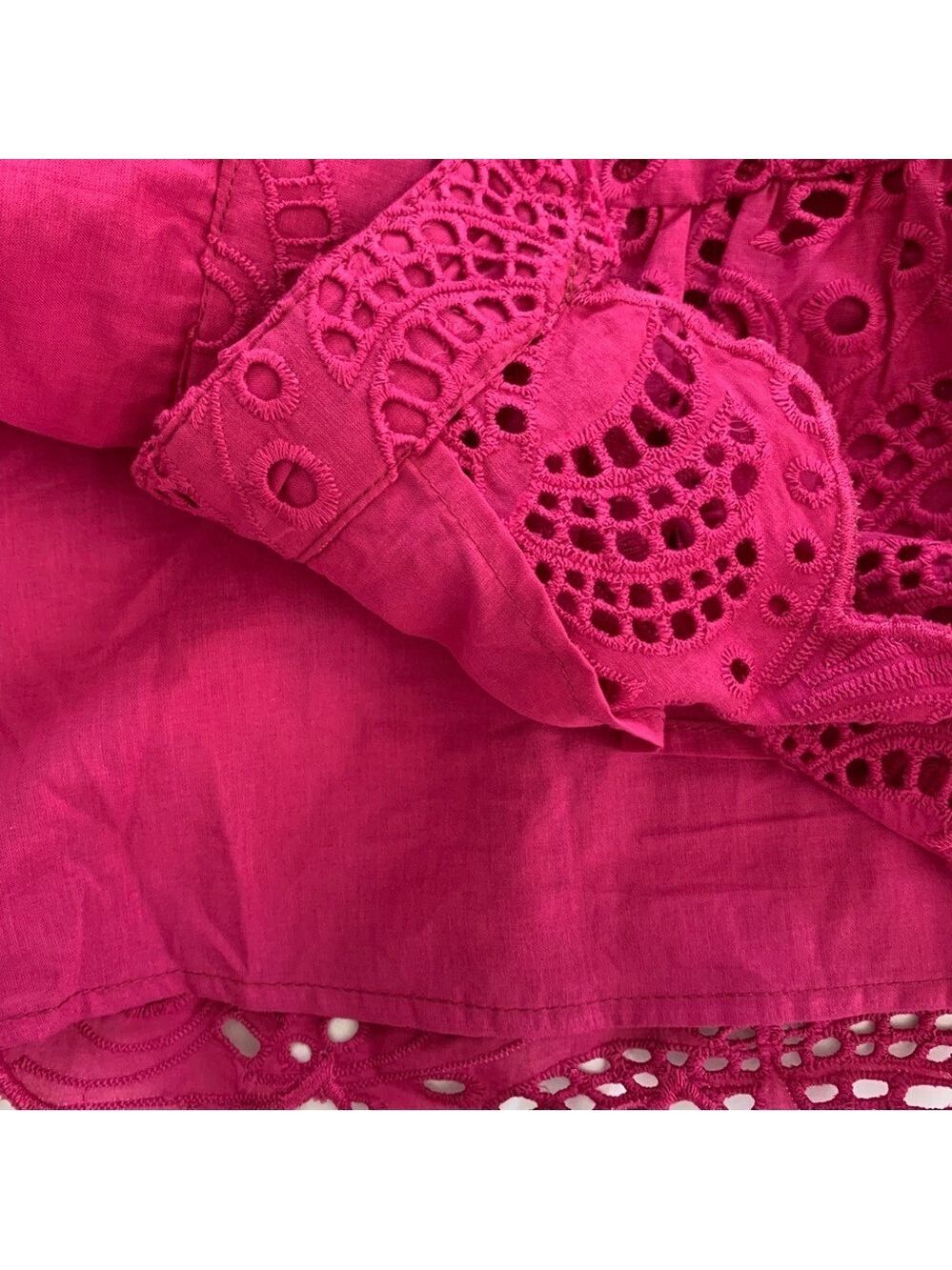 FARM Rio Pink Palm Eyelet Lace Boho Mini Dress - Picture 11 of 11